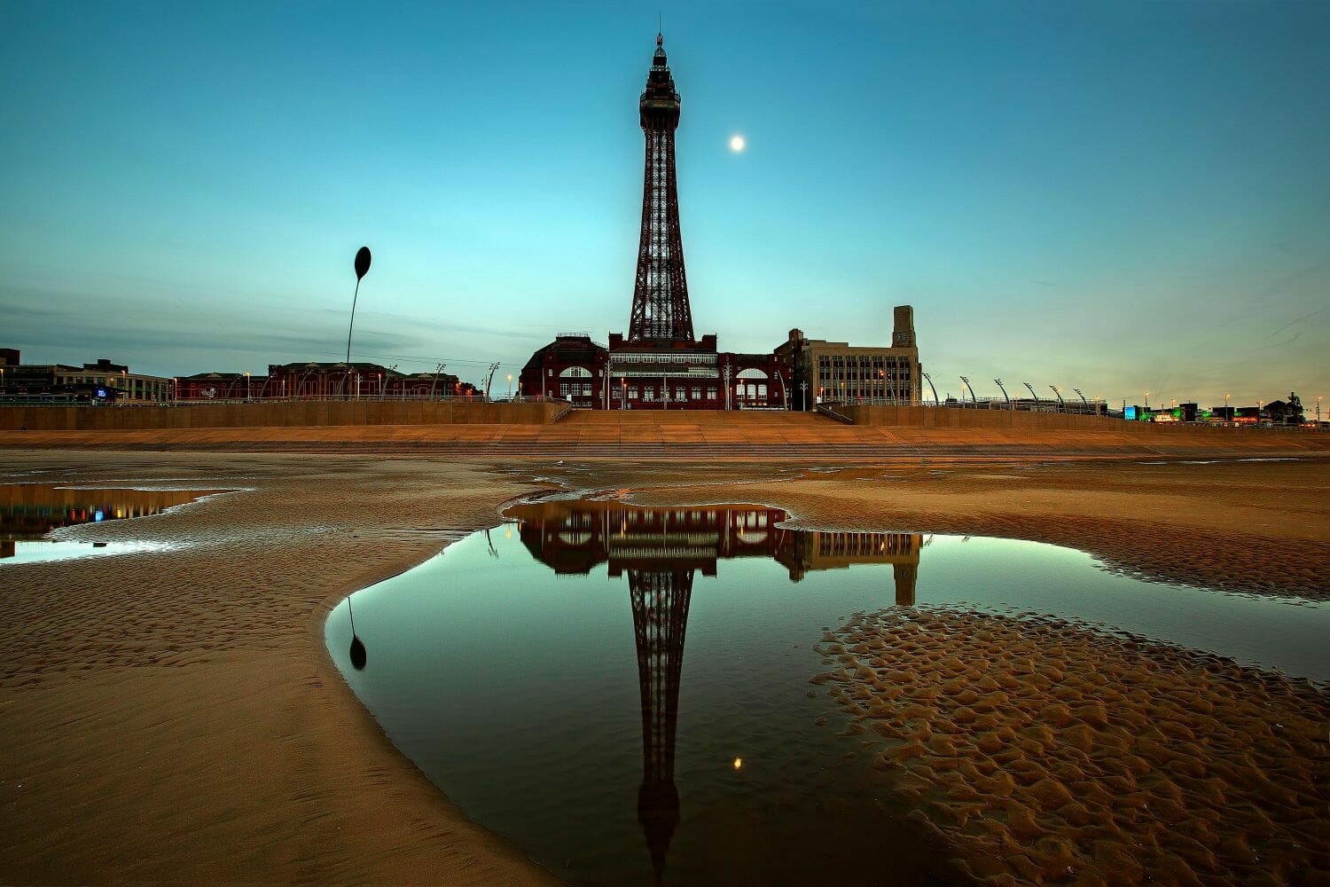 blackpool tower next to beach