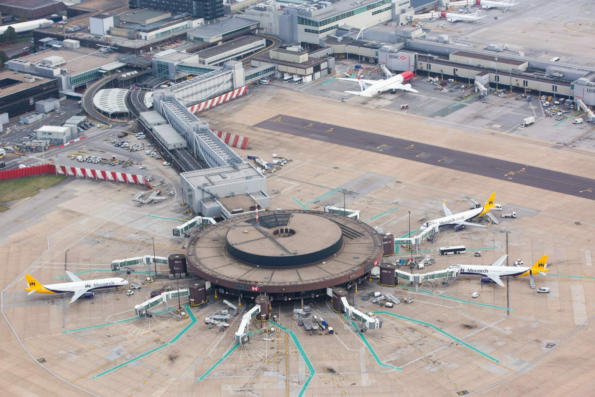 planes waiting to board at gatwick airport