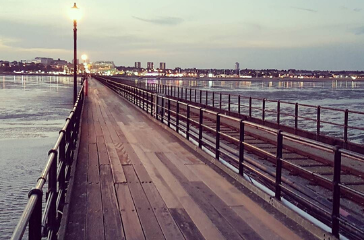 southend pier by sea night time