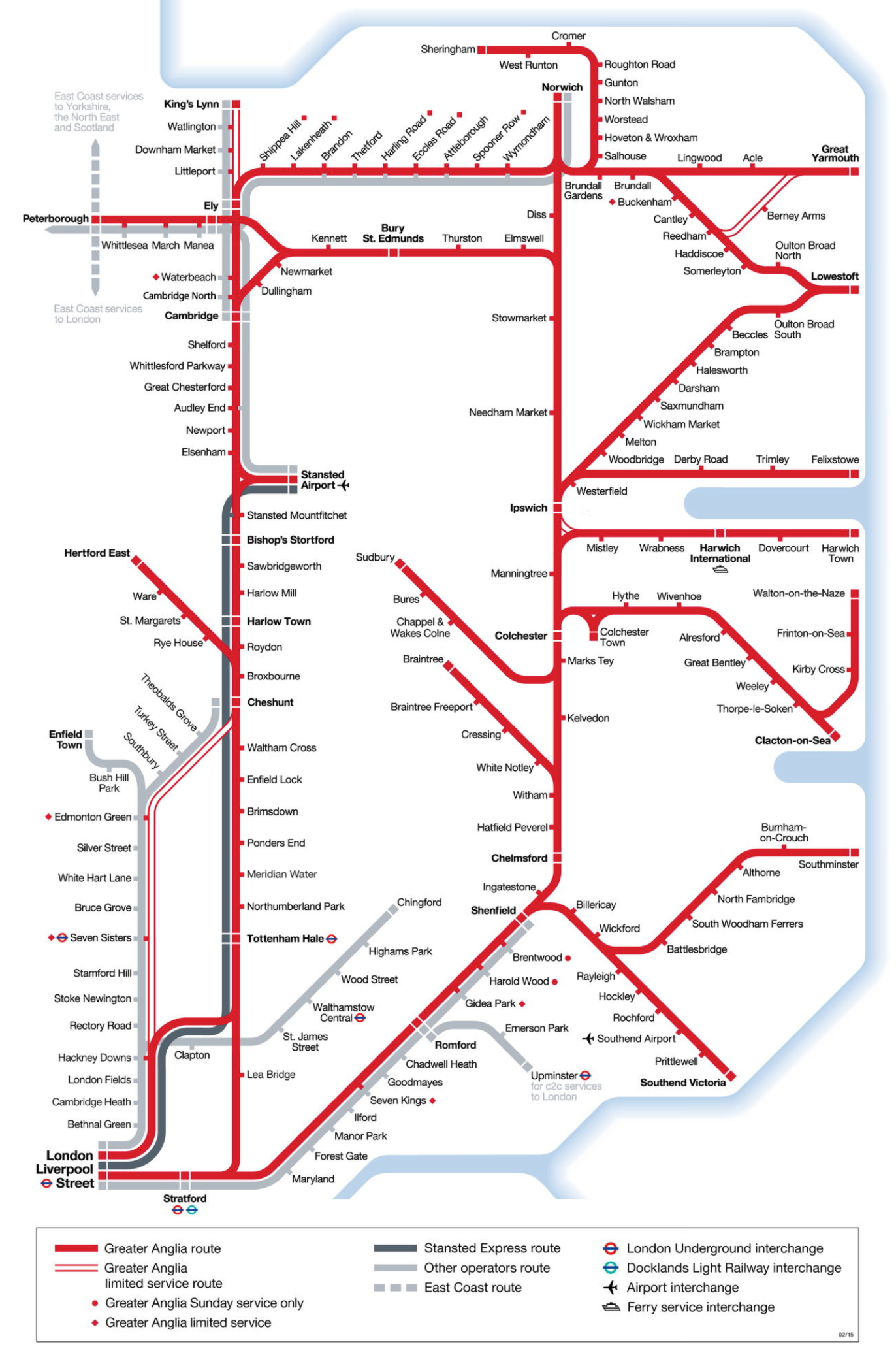 greater anglia network map