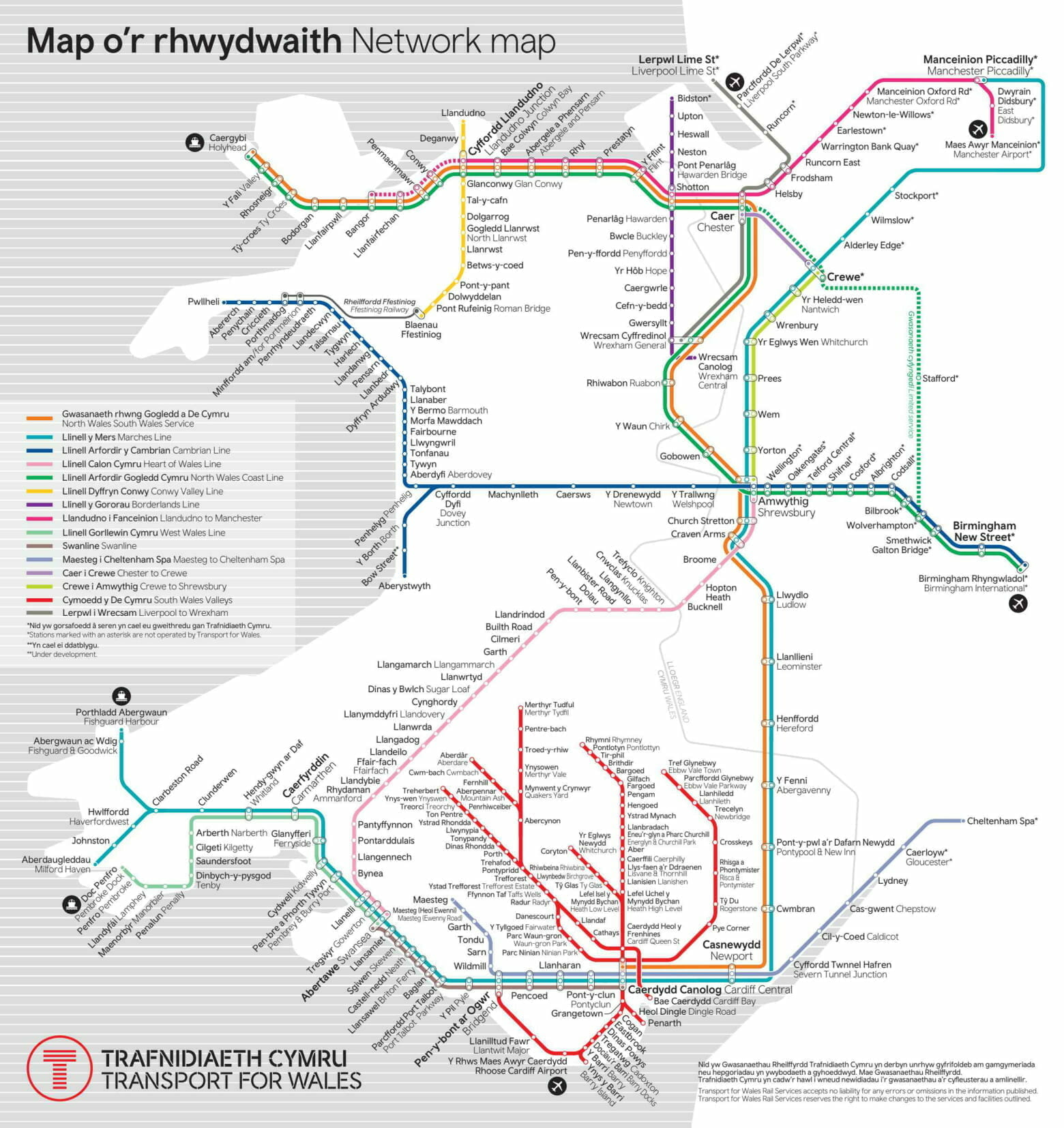 transport for wales network map