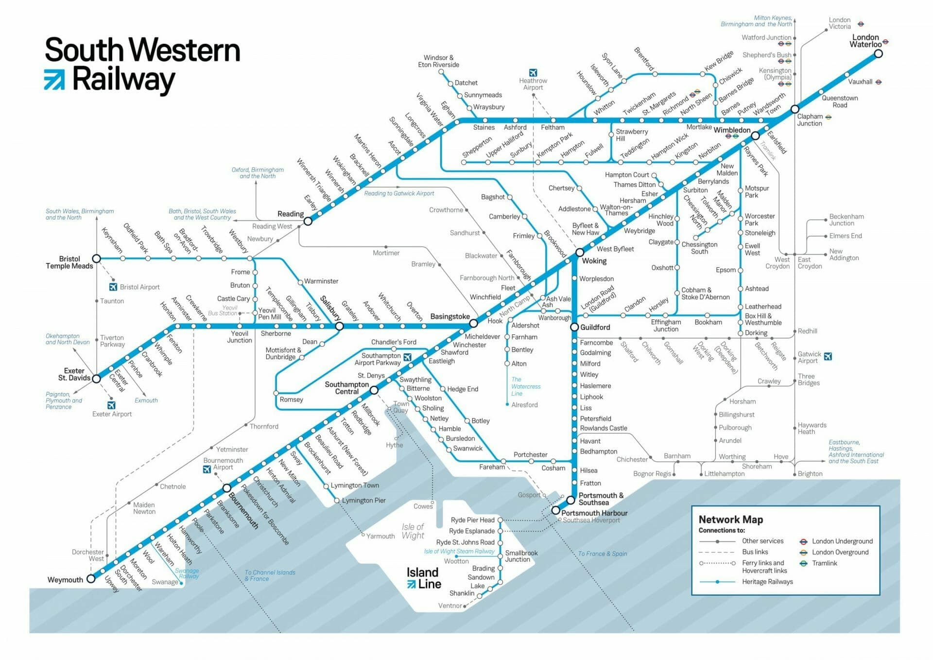 south western railway network map
