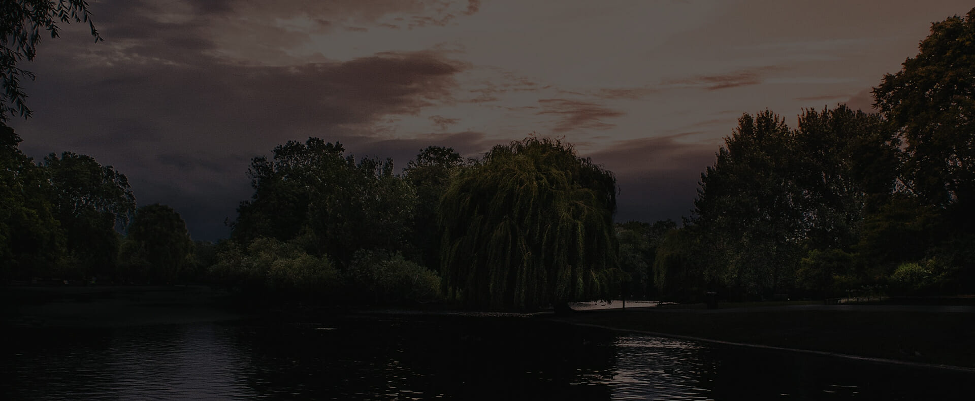regents park in london trees surrounding lake cloudy sky